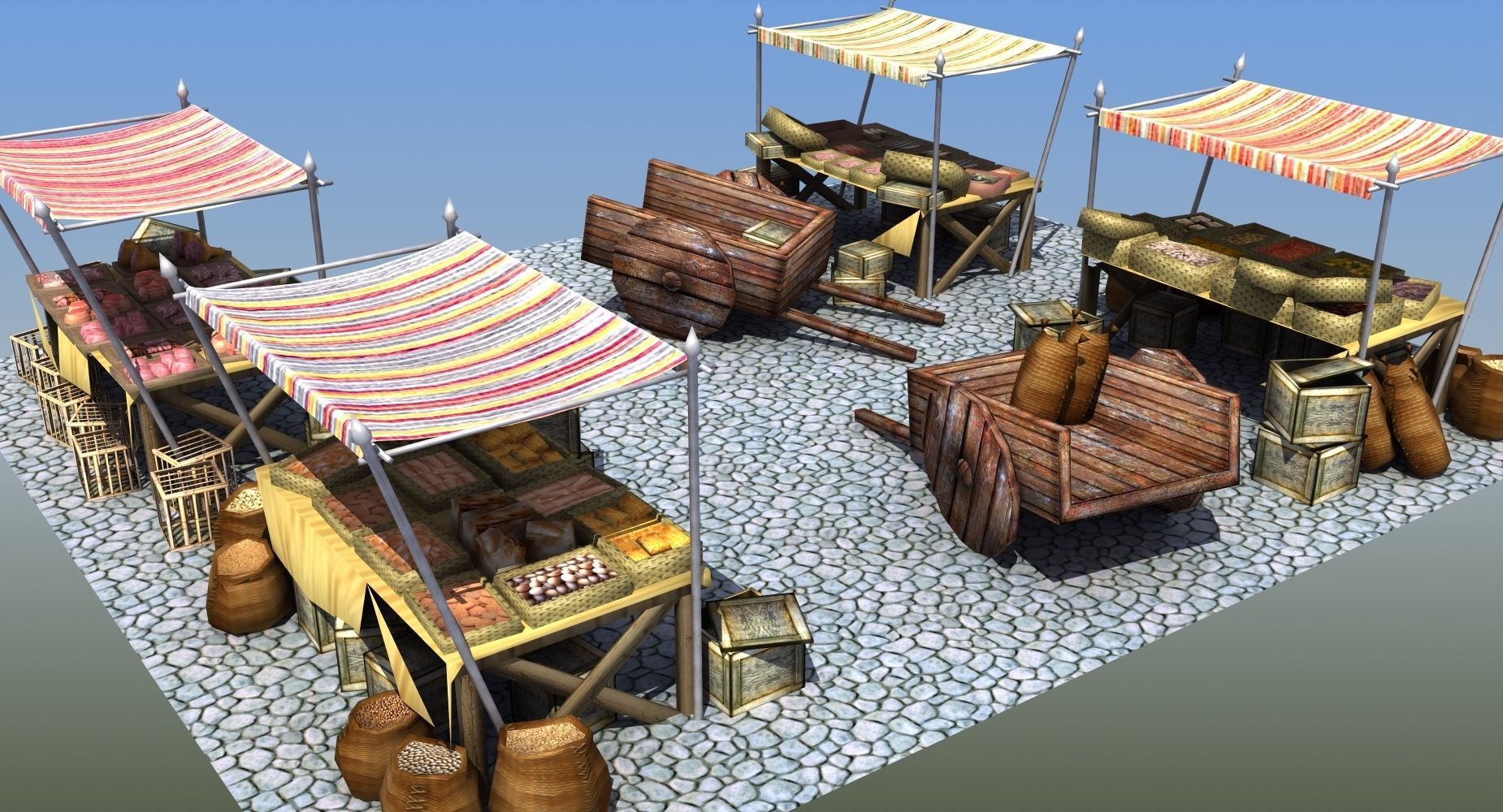 Market train set 3D model_12