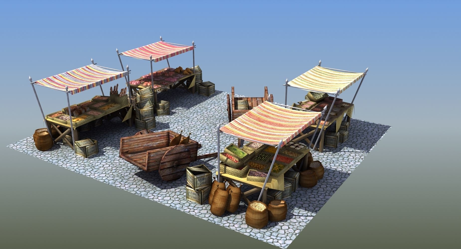 Market train set 3D model_7