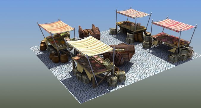 Market train set 3D model