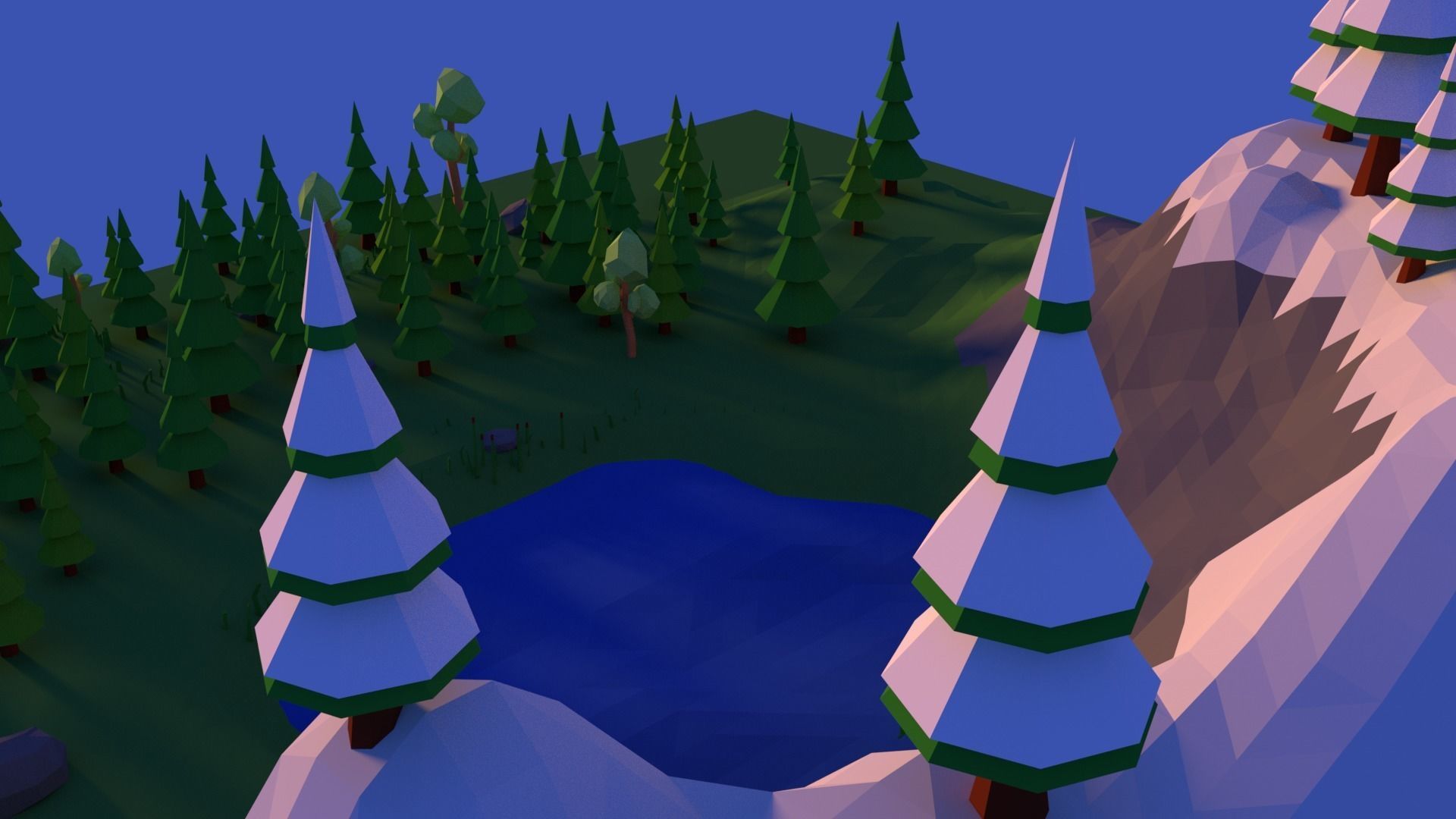 Summer Forest Low-poly 3D model_3