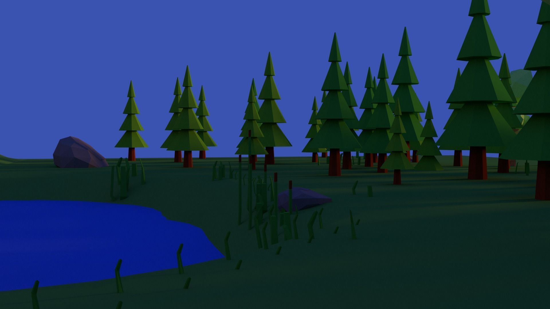 Summer Forest Low-poly 3D model_2
