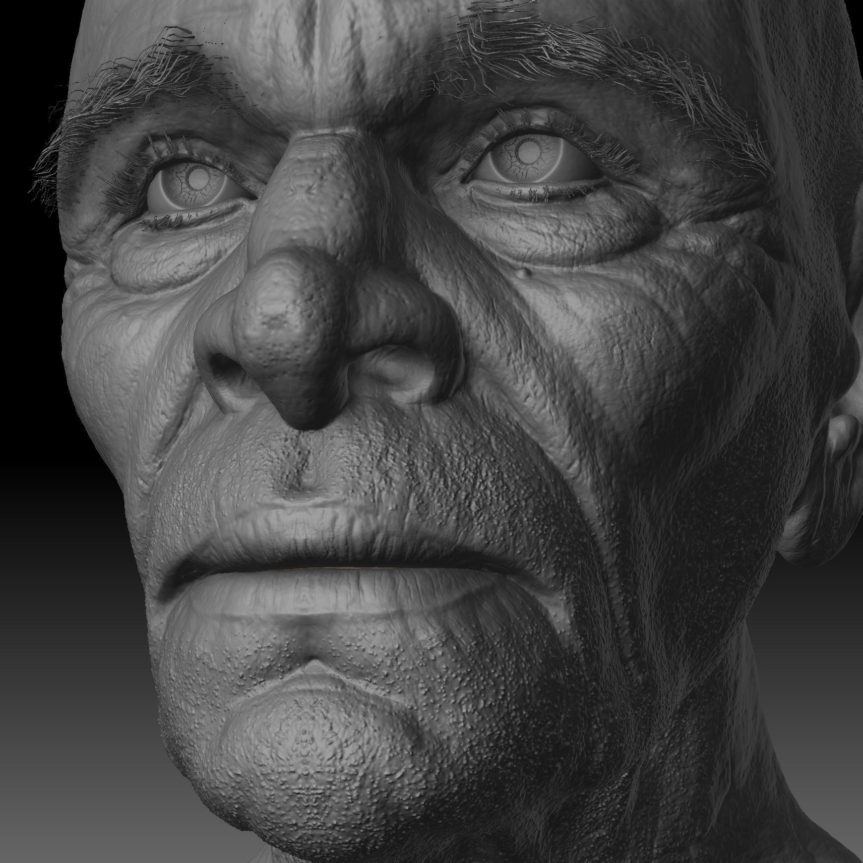 Realistic Old Man Head 3D Sculpt Low-poly 3D model_15
