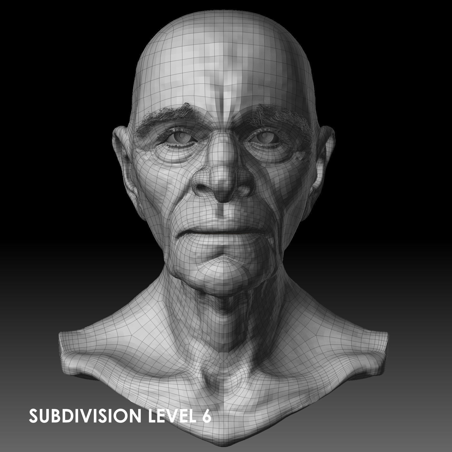 Realistic Old Man Head 3D Sculpt Low-poly 3D model_20