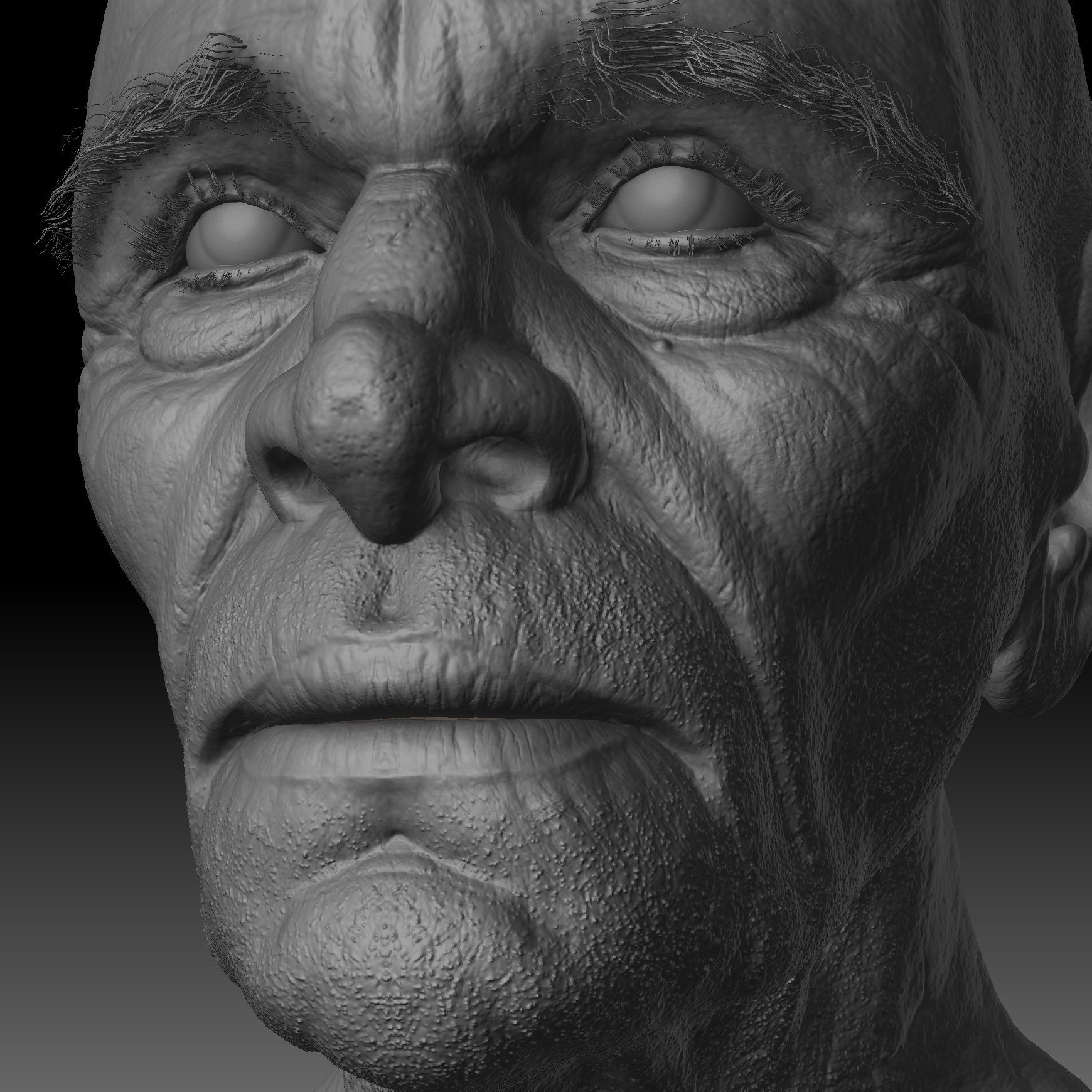 Realistic Old Man Head 3D Sculpt Low-poly 3D model_14