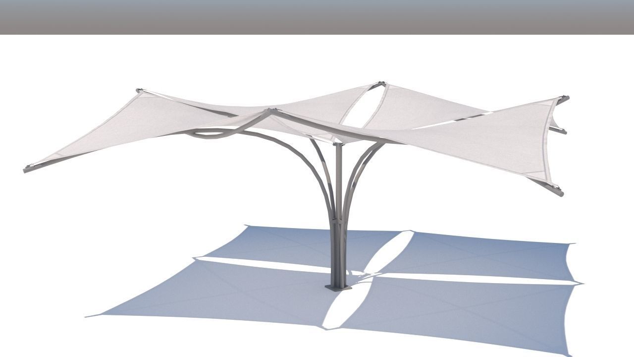 pergola shade sails Low-poly 3D model_20