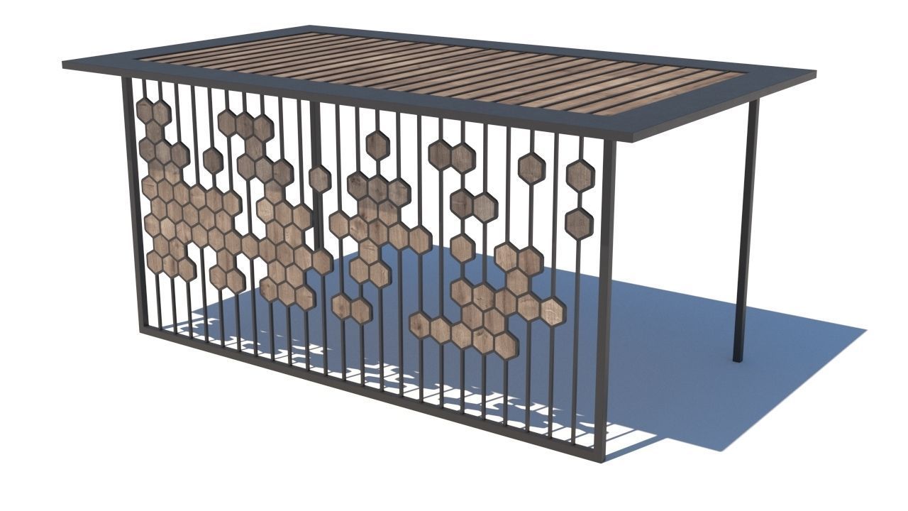 pergola shade sails Low-poly 3D model_9