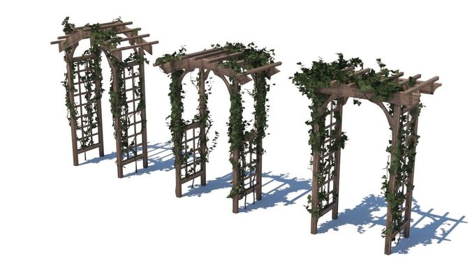 pergola shade sails Low-poly 3D model 2