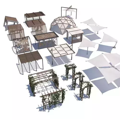 pergola shade sails Low-poly 3D model