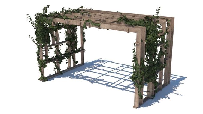 pergola shade sails Low-poly 3D model 4
