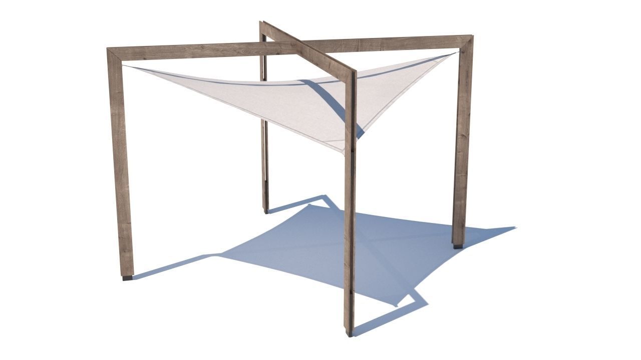 pergola shade sails Low-poly 3D model_12