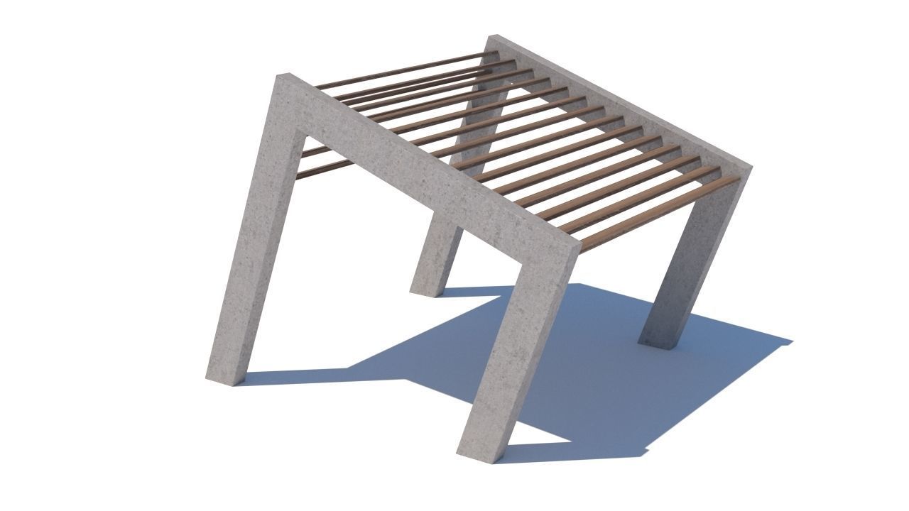 pergola shade sails Low-poly 3D model_7