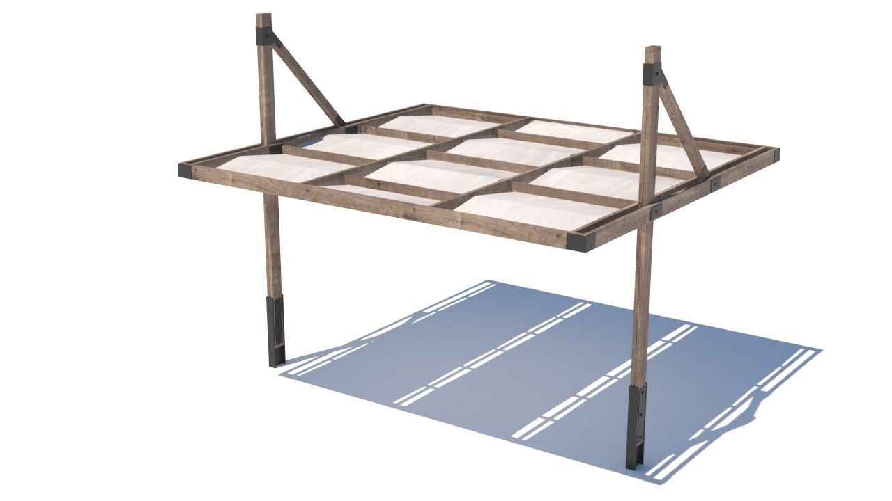 pergola shade sails Low-poly 3D model_10