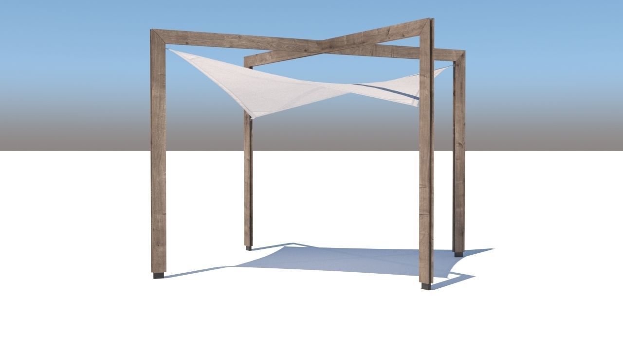 pergola shade sails Low-poly 3D model_13