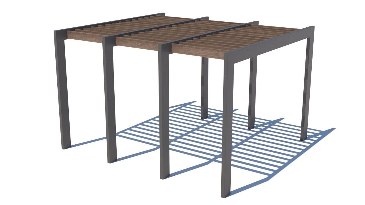 pergola shade sails Low-poly 3D model_4