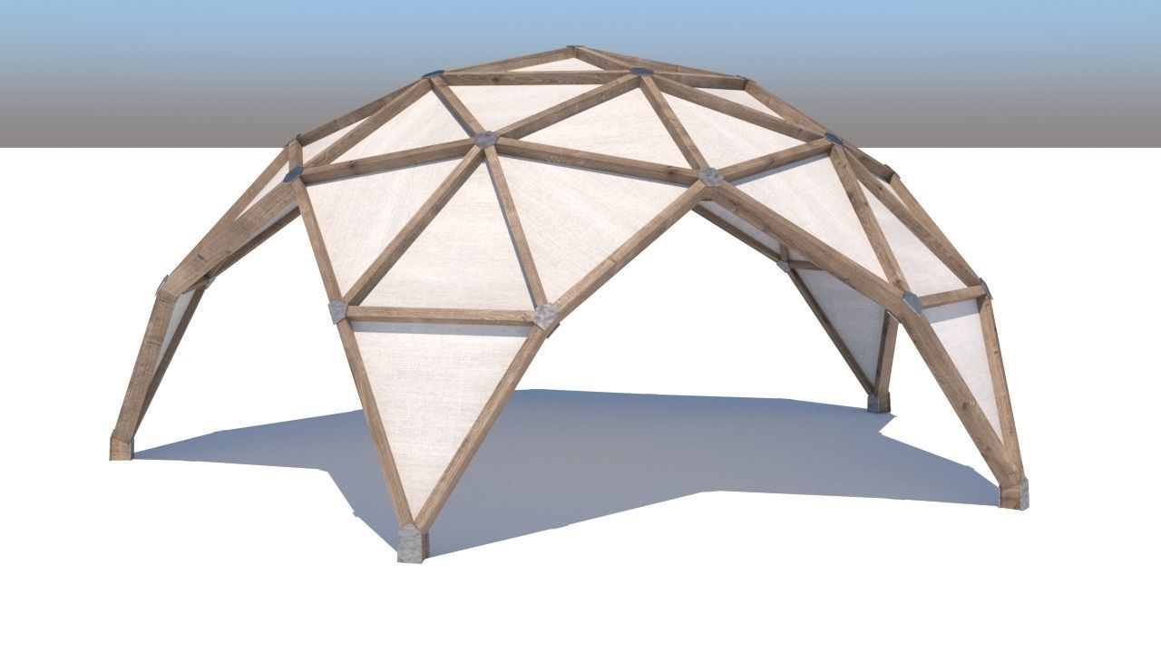 pergola shade sails Low-poly 3D model_24