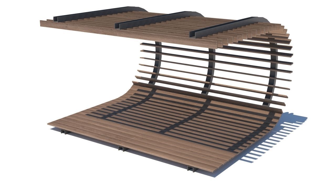 pergola shade sails Low-poly 3D model_8