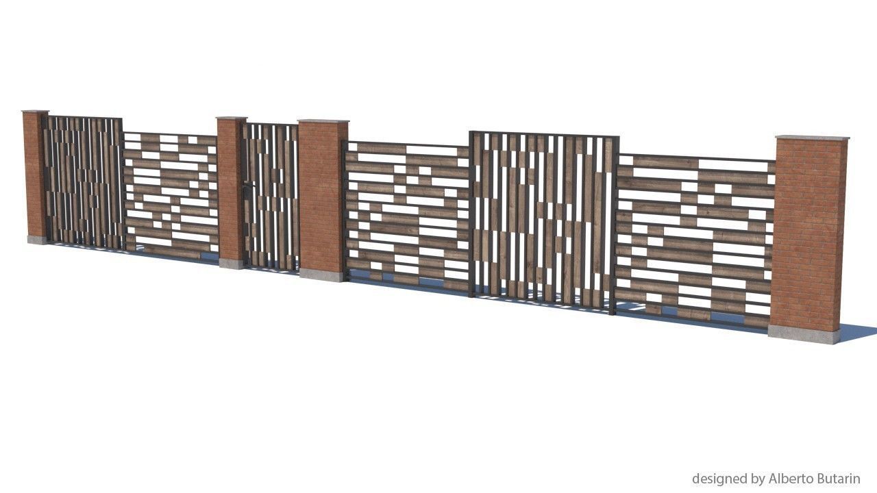 modern fence collection Low-poly 3D model_19