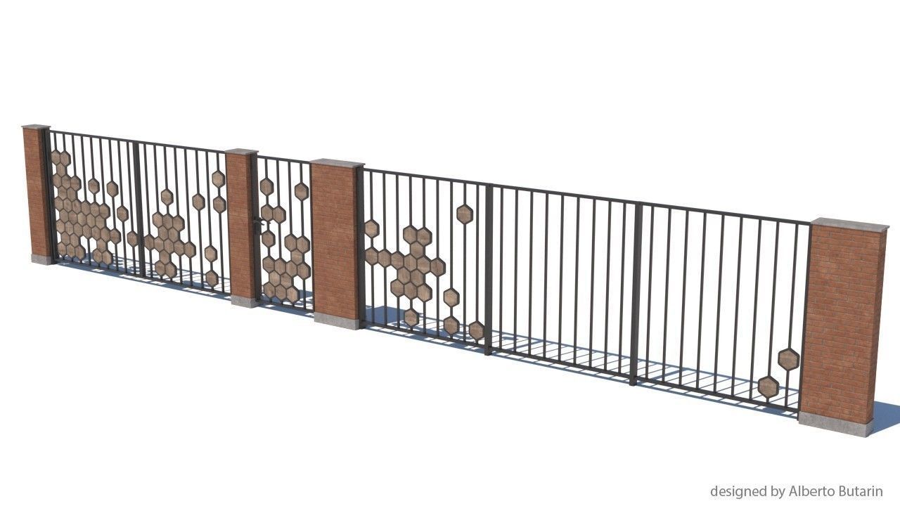 modern fence collection Low-poly 3D model_5
