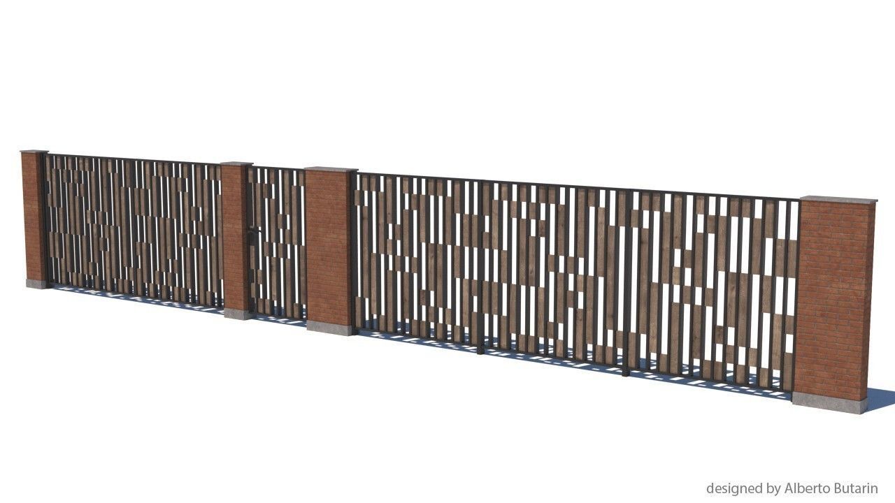 modern fence collection Low-poly 3D model_27