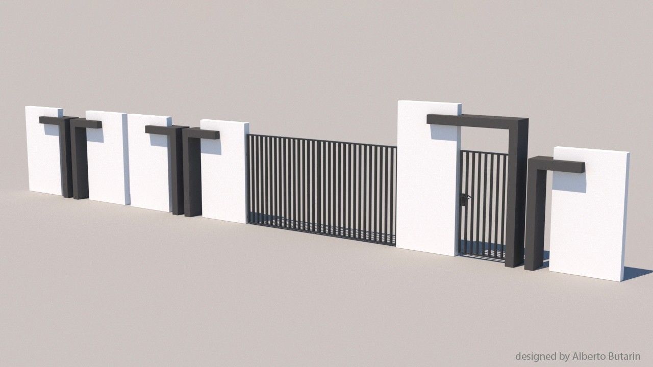 modern fence collection Low-poly 3D model_17