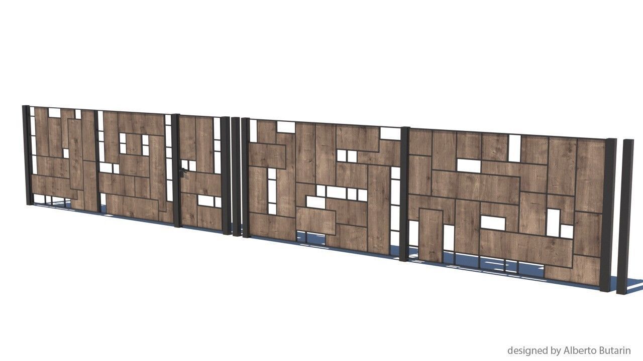 modern fence collection Low-poly 3D model_26