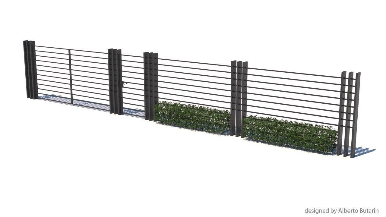 modern fence collection Low-poly 3D model_10