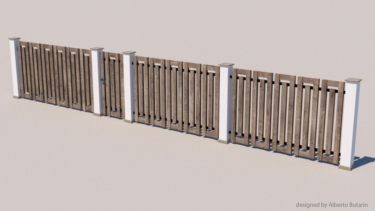 modern fence collection Low-poly 3D model_28