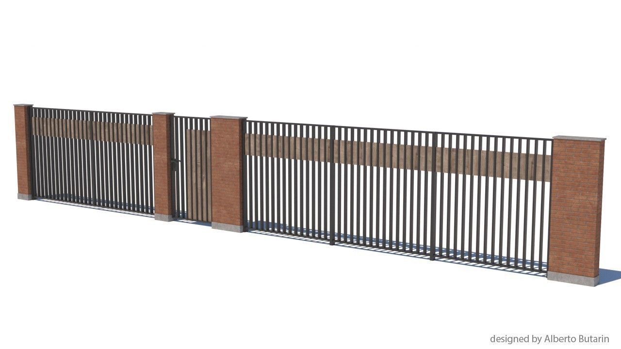modern fence collection Low-poly 3D model_21