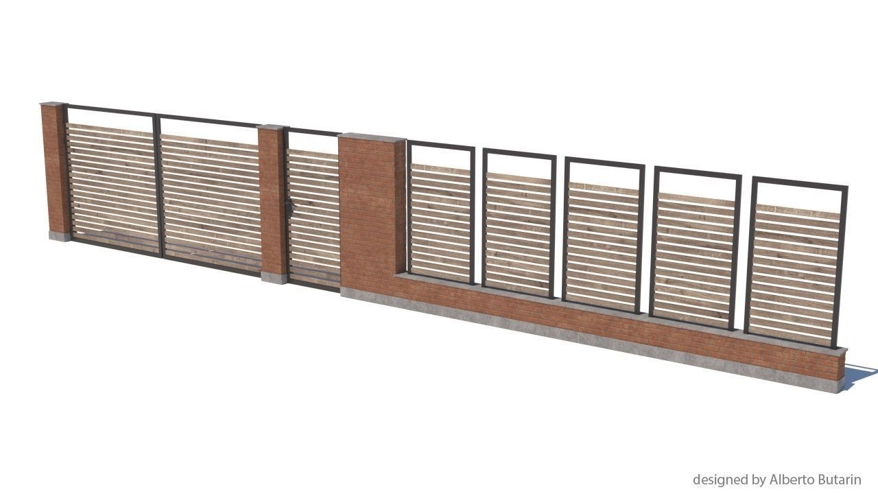 modern fence collection Low-poly 3D model_11