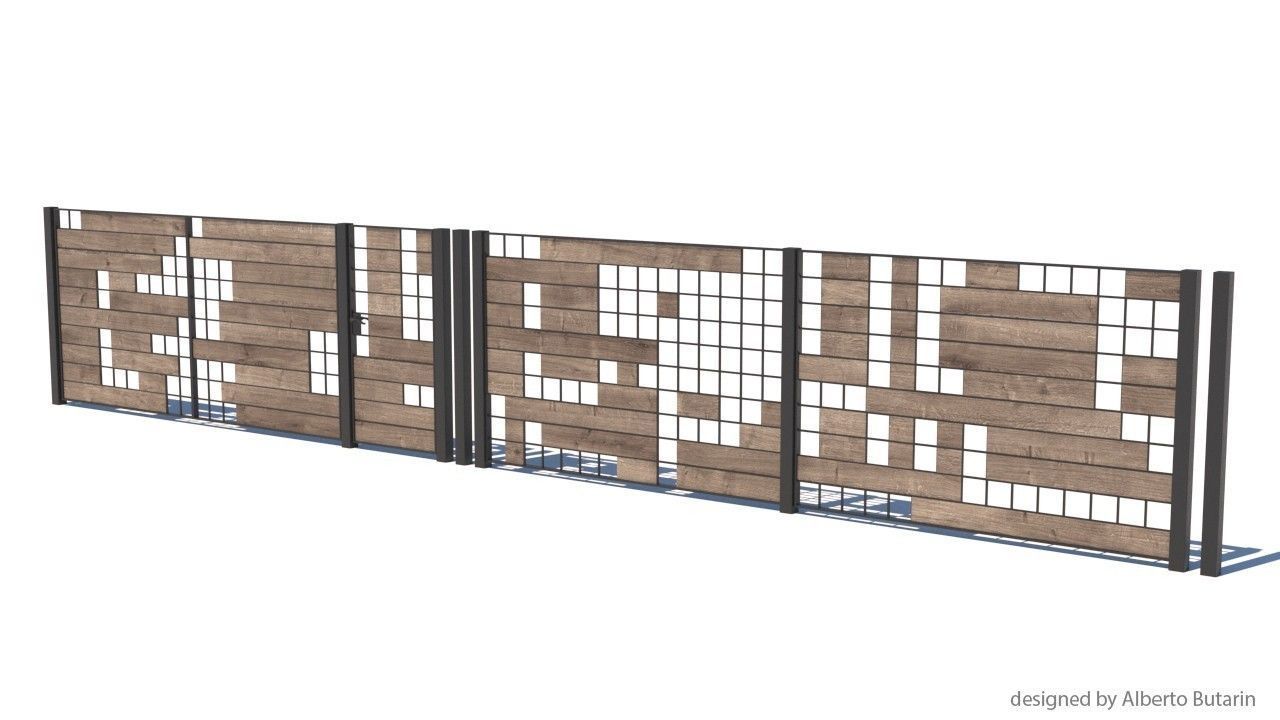 modern fence collection Low-poly 3D model_22