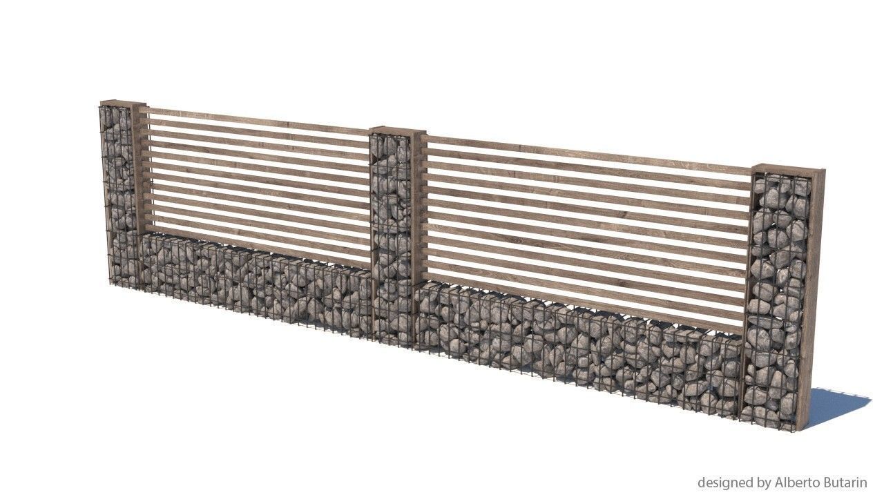 modern fence collection Low-poly 3D model_6