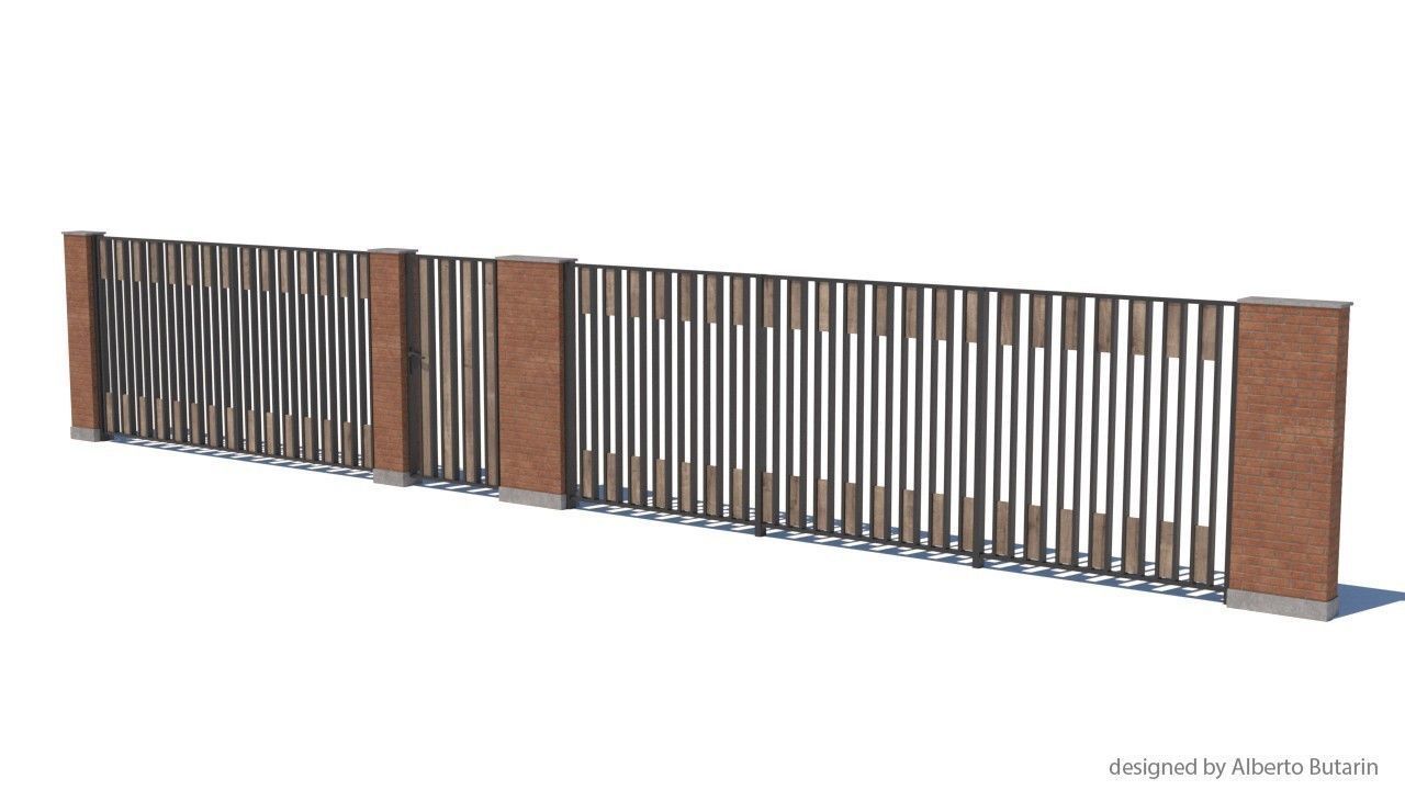 modern fence collection Low-poly 3D model_20