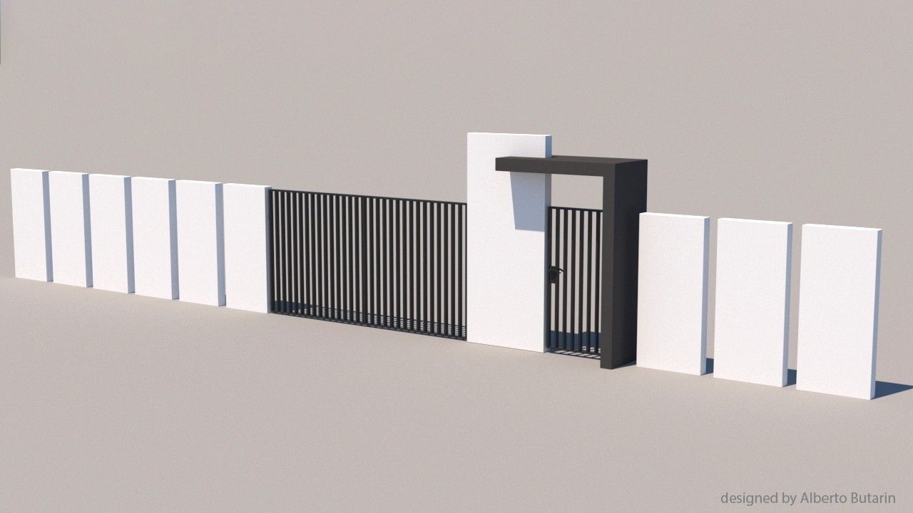 modern fence collection Low-poly 3D model_8