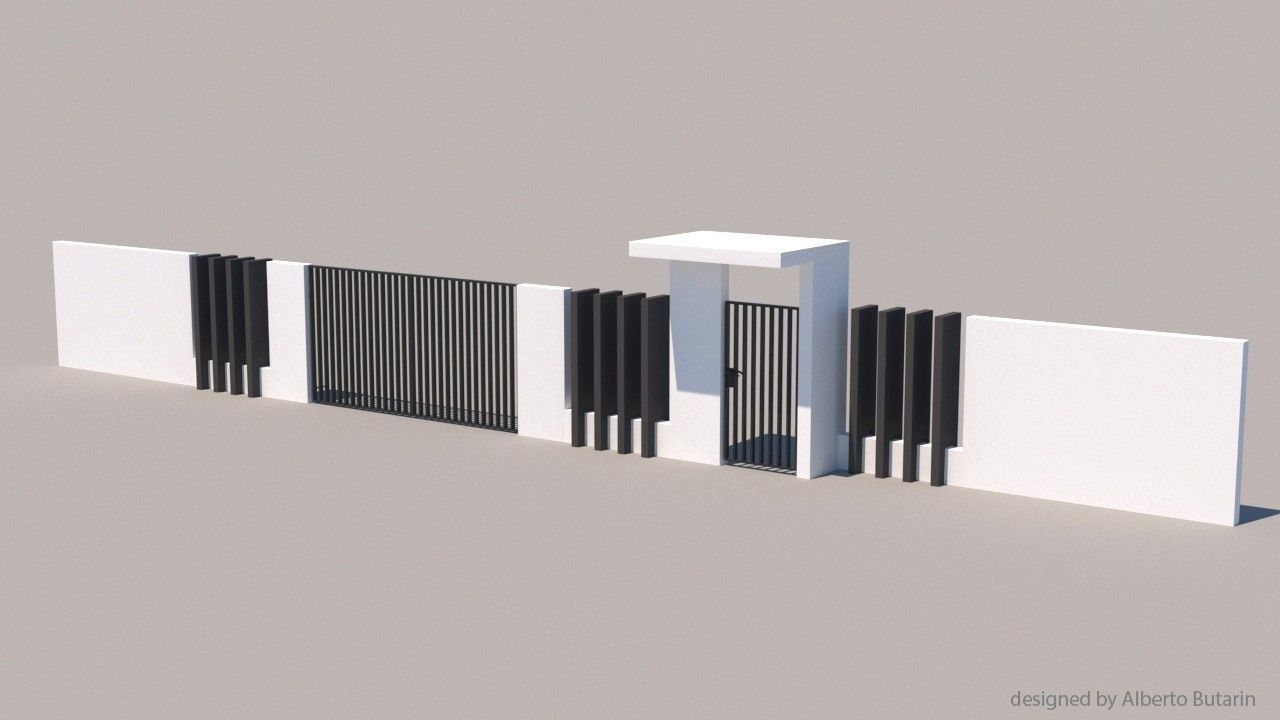 modern fence collection Low-poly 3D model_13