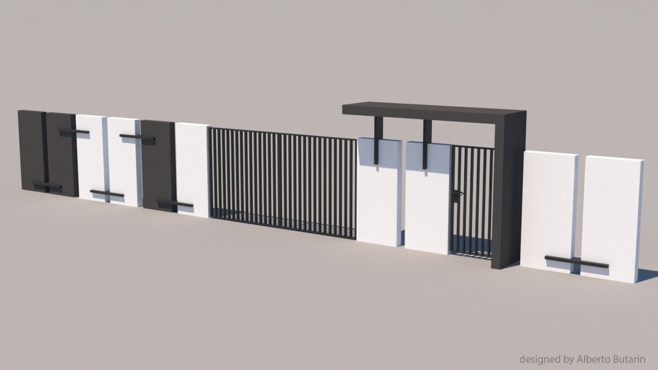 modern fence collection Low-poly 3D model_30
