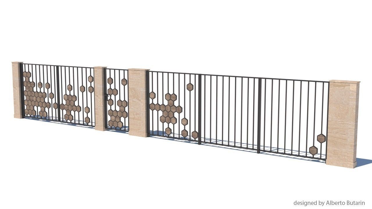 modern fence collection Low-poly 3D model_23