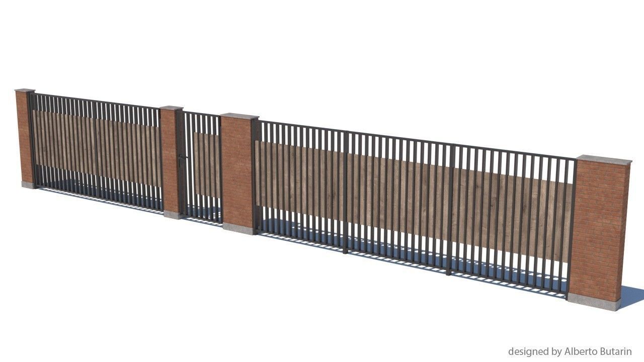 modern fence collection Low-poly 3D model_3