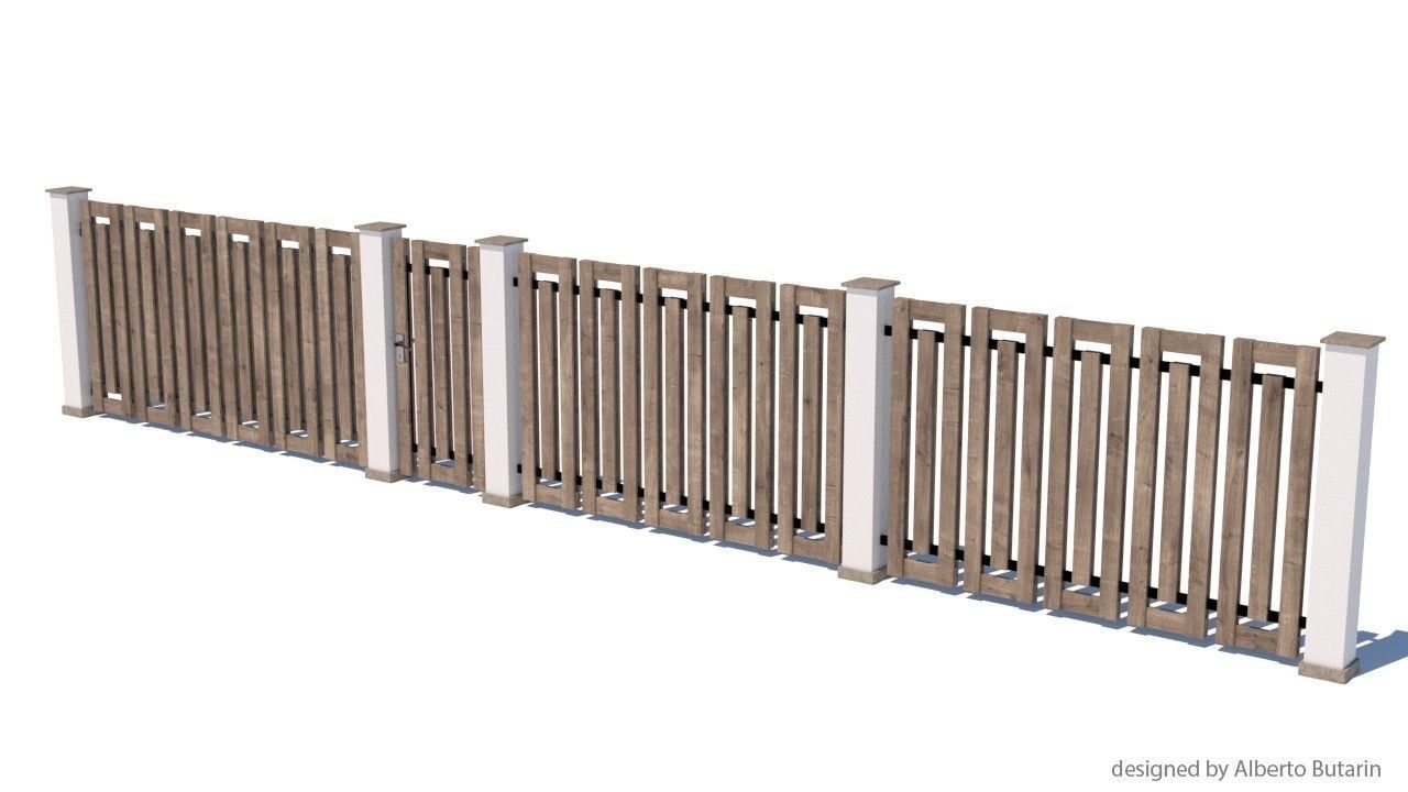 modern fence collection Low-poly 3D model_2