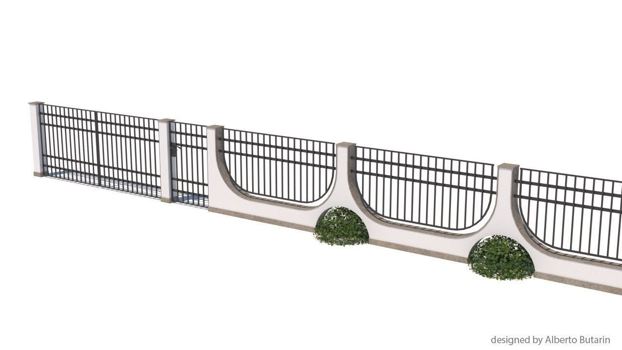 modern fence collection Low-poly 3D model_4