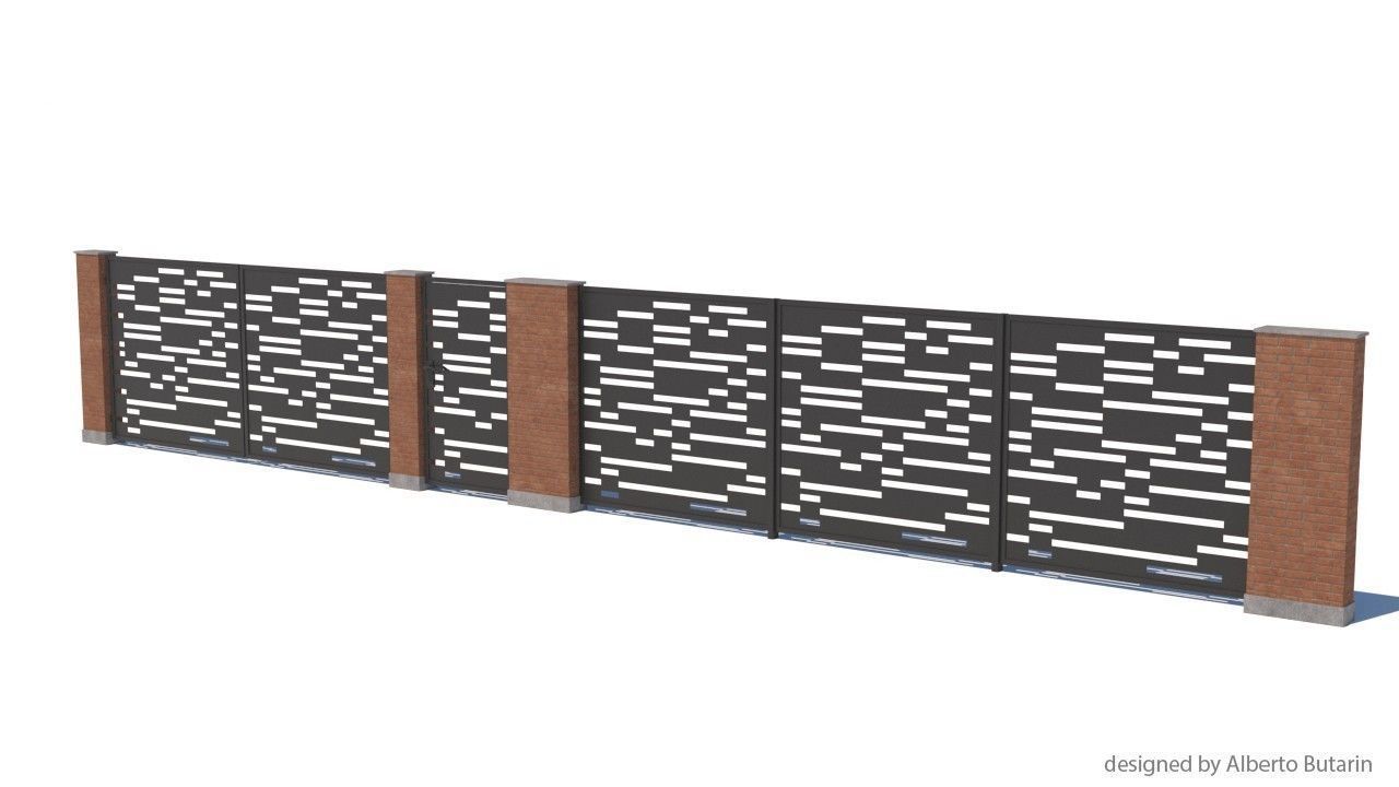 modern fence collection Low-poly 3D model_16