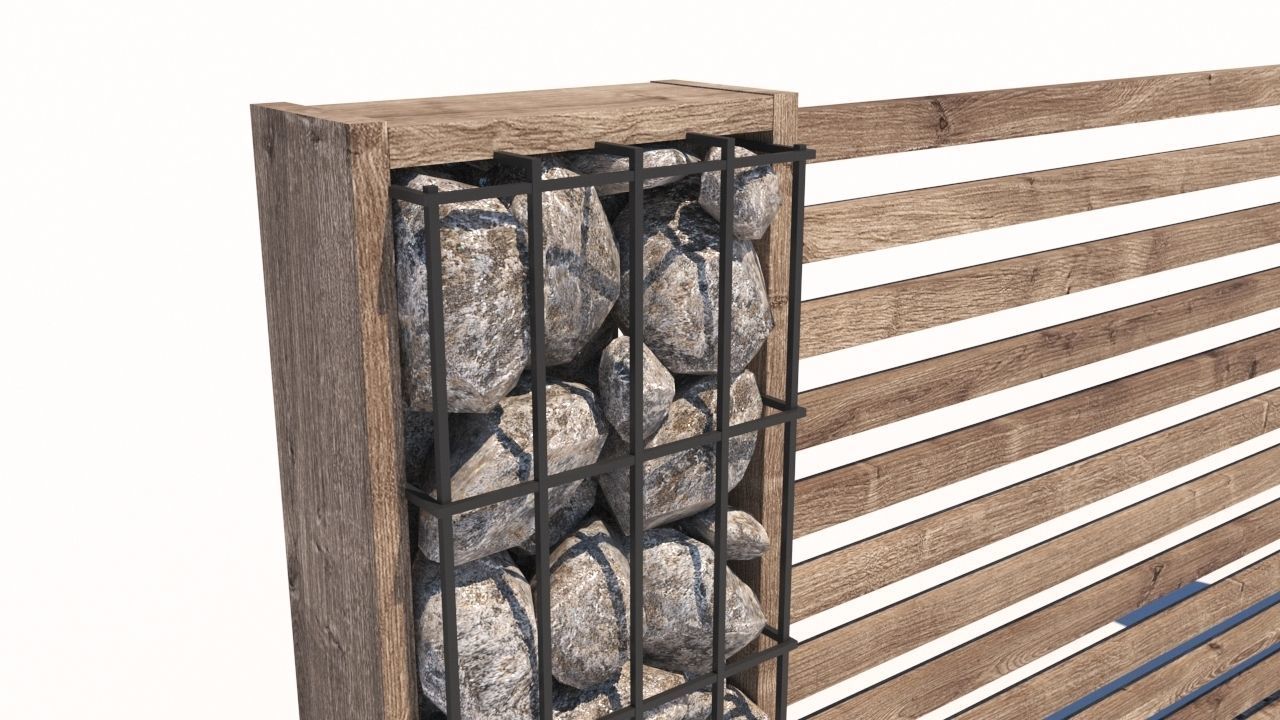 Gabion fence Low-poly 3D model_4