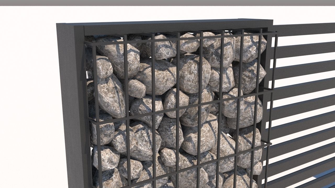 Gabion fence Low-poly 3D model_5