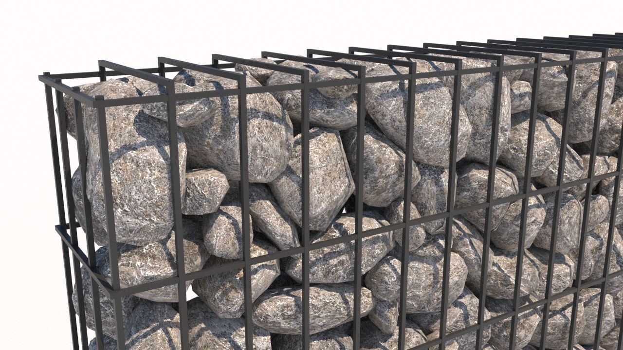 Gabion fence Low-poly 3D model_6