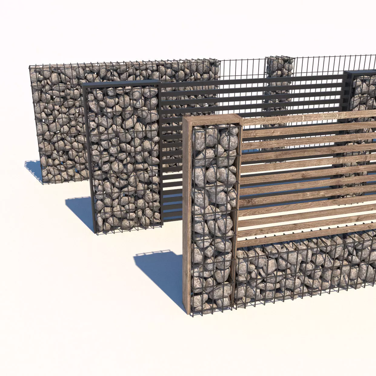 Gabion fence Low-poly 3D model_0