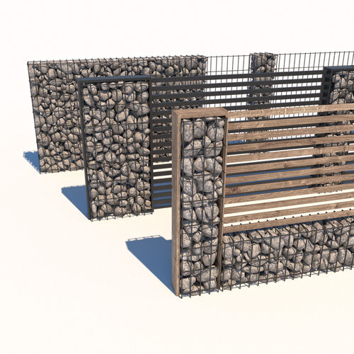 Gabion fence Low-poly 3D model