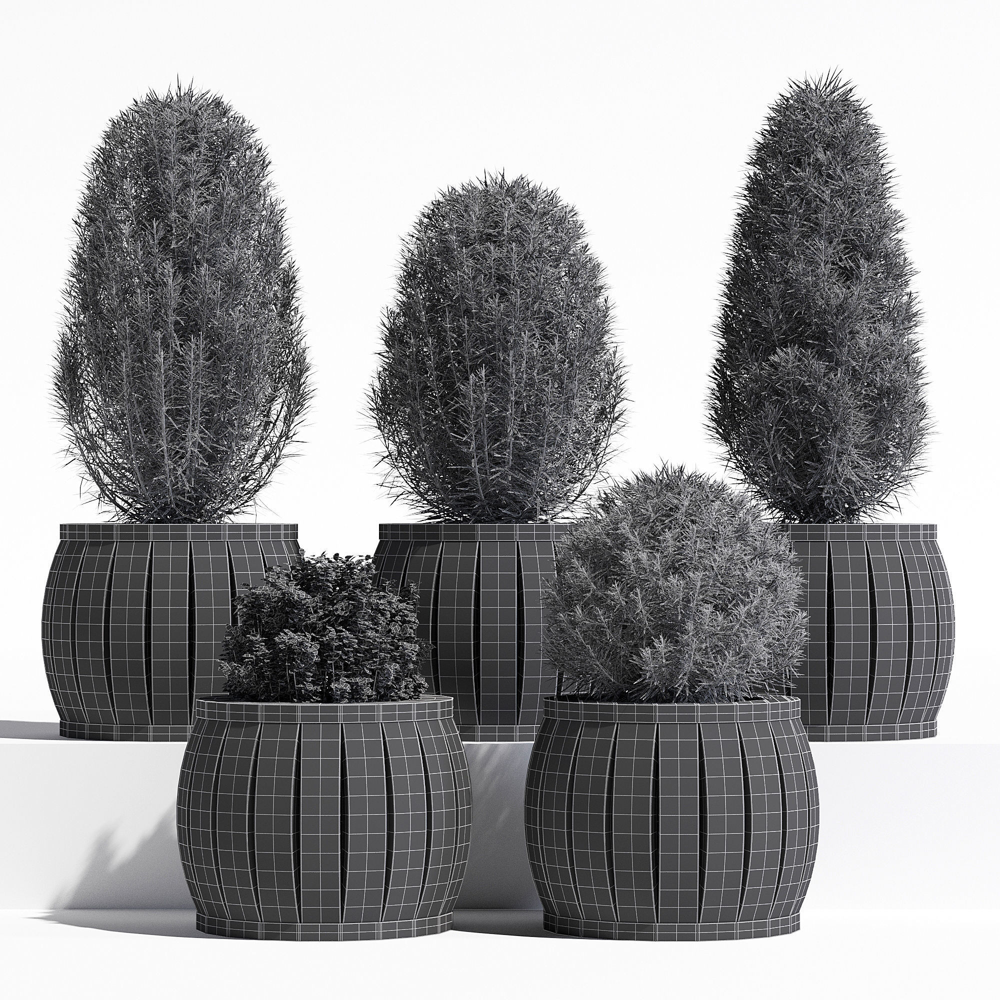 Rowlinson four wooden planters 3D model_6