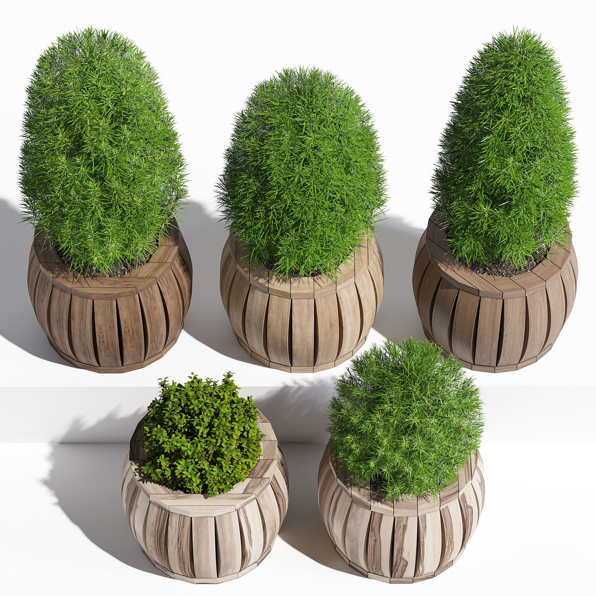 Rowlinson four wooden planters 3D model_3