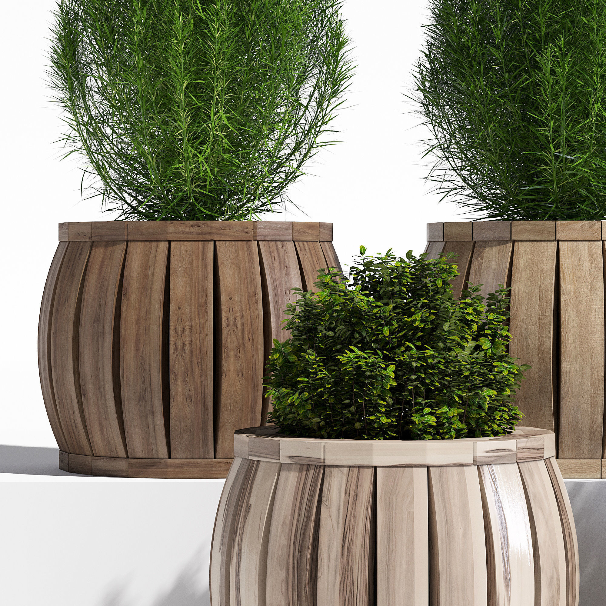 Rowlinson four wooden planters 3D model_4