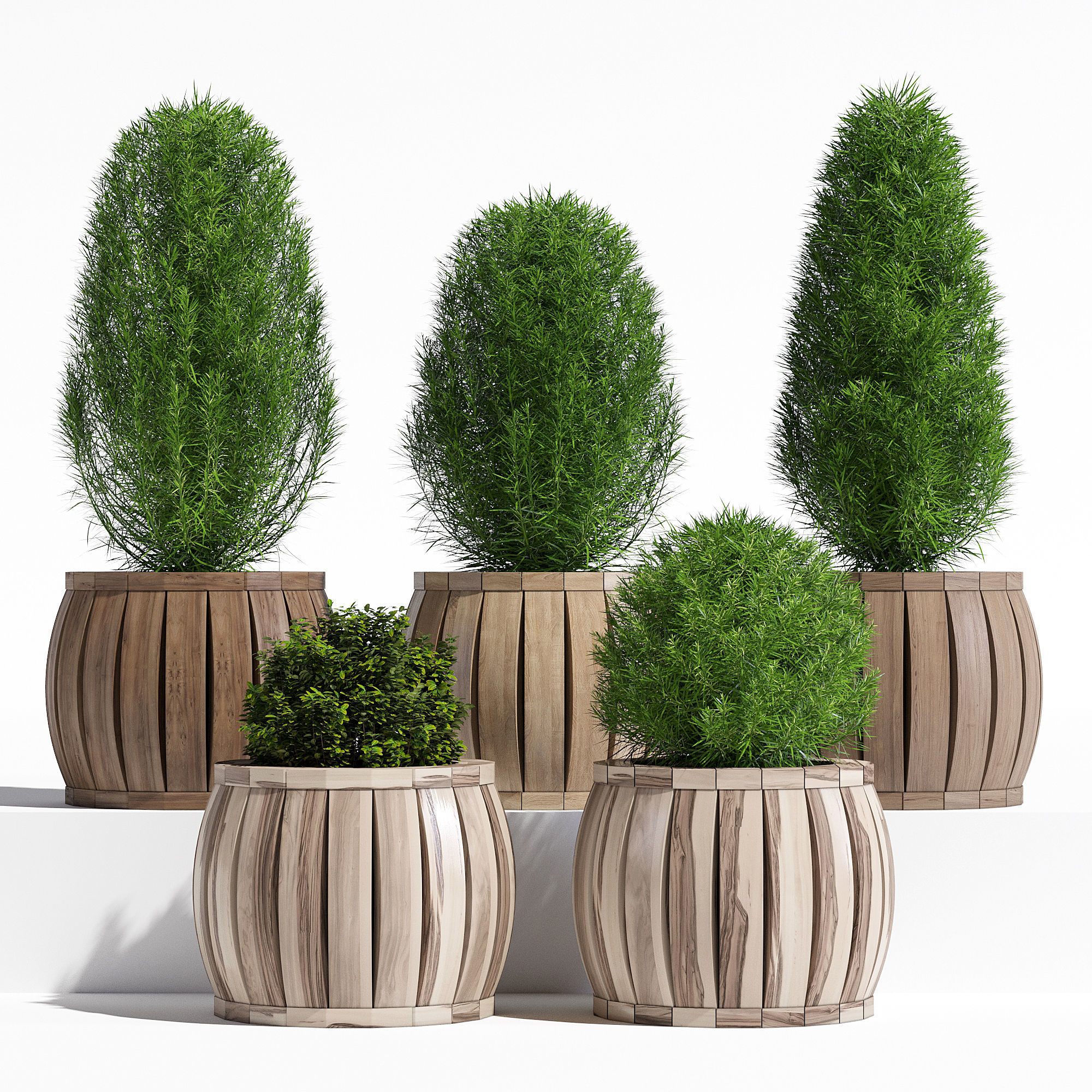 Rowlinson four wooden planters 3D model_2