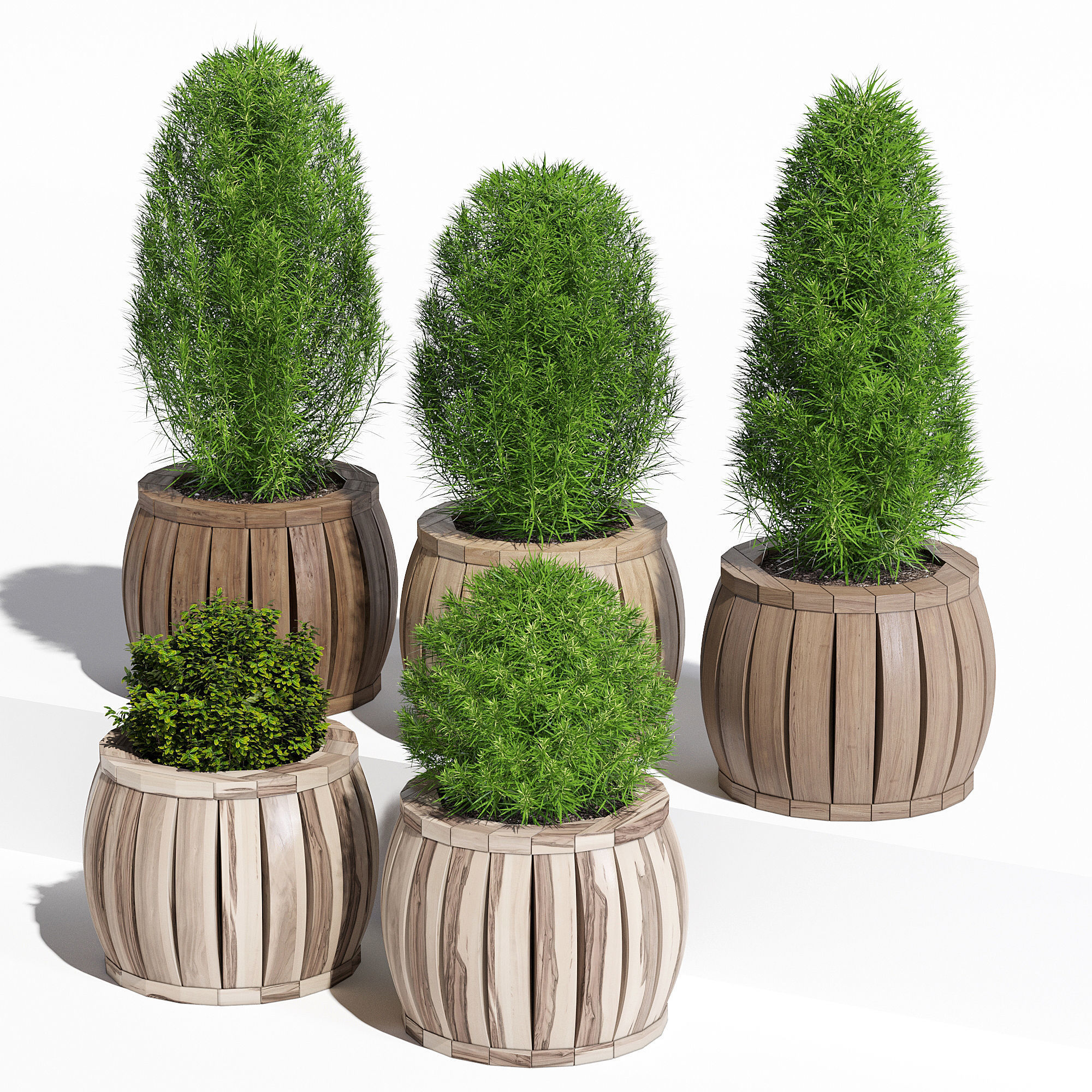 Rowlinson four wooden planters 3D model_1